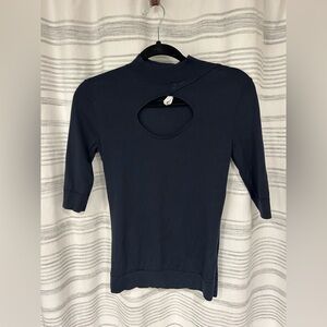 Boss Keyhole Blue Women's Thin Knit Sweater